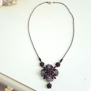 Sterling Silver 925 Garnet and Pearl Necklace